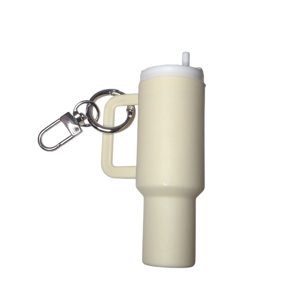 Mini Tumbler Cup Cute Stanley Style Bag Charm - Beige/Cream